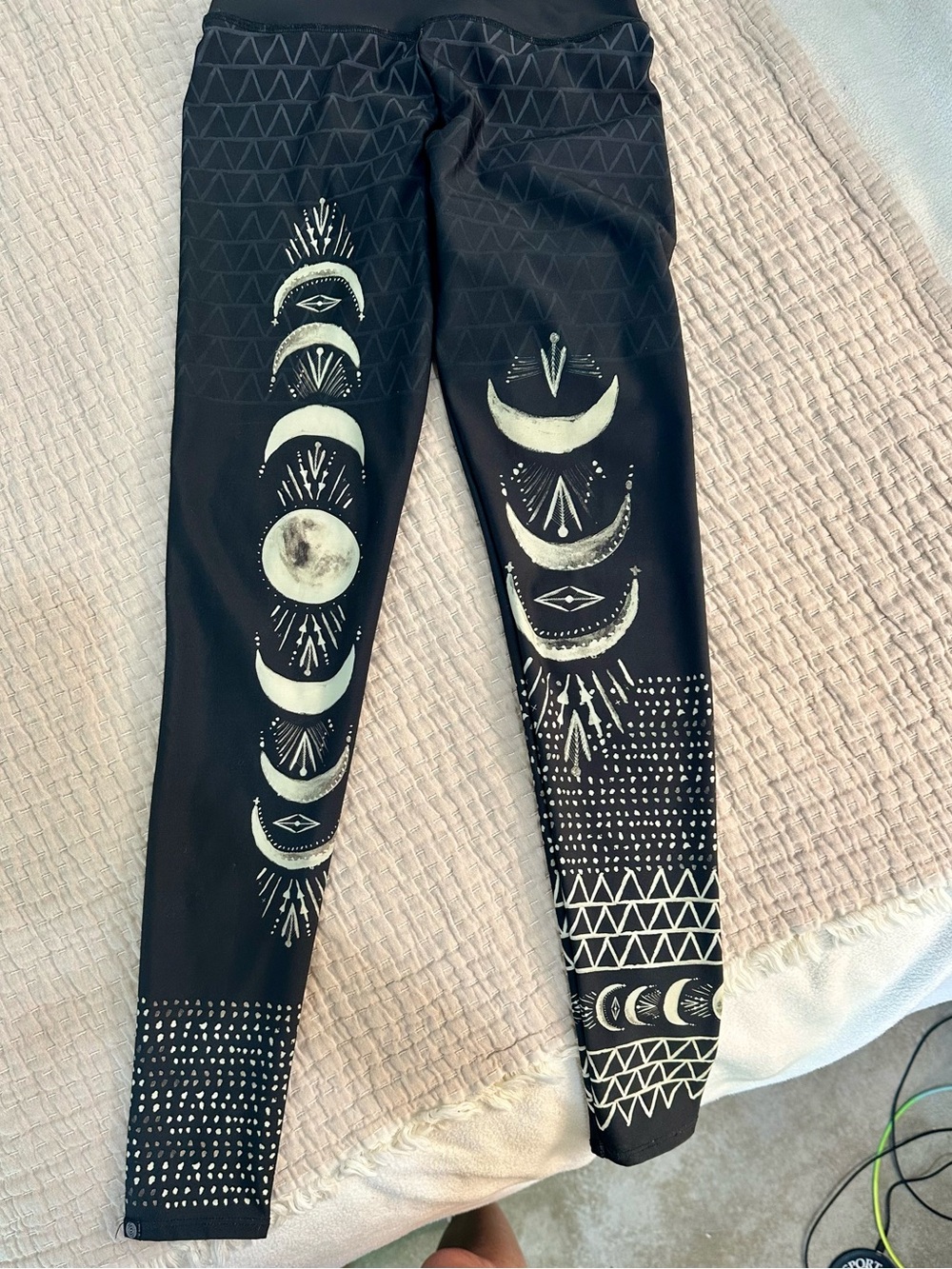 Onzie Black Moon Phase Leggings with White Celestial Print